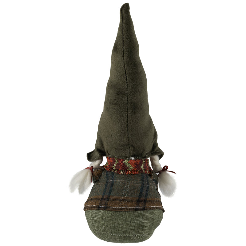 Gnome Girl With Plaid Outfit Christmas Figurine - 12.5"