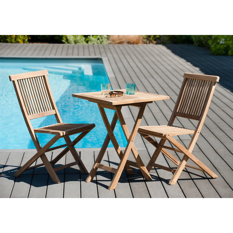Woehler 2 - Person Teak Wood Patio Dining Set with Square Table