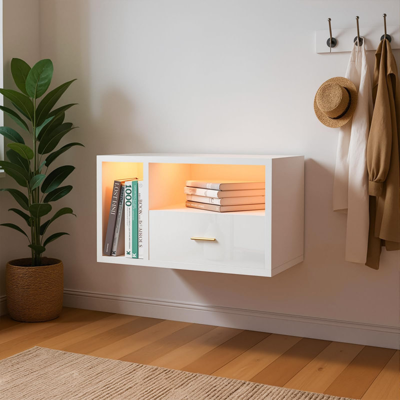 46.5cm W Manufactured Wood Bedside Table, White