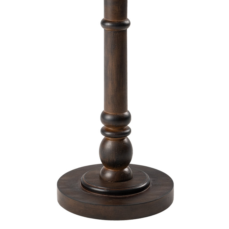 Espresso Round Wood Pedestal Tray Top End Table
