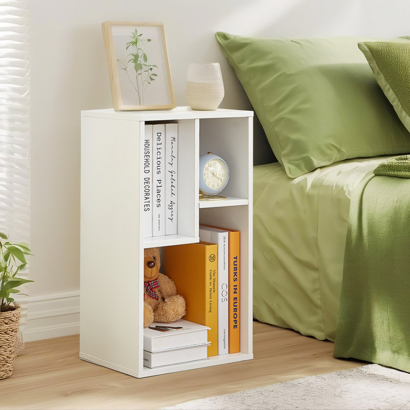 Axlan 2-Tier 3-Cube Open Bookcase, Small Bookshelf with Shelf, Storage Organizer for Home Office, Living Room, White