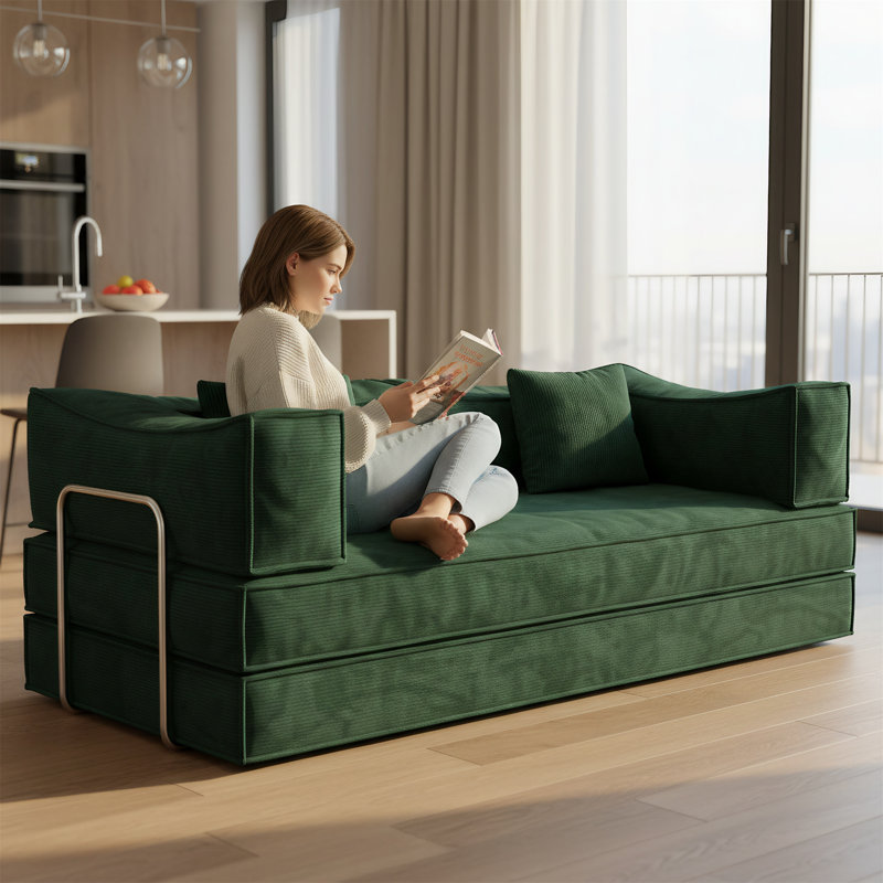 Convertible 78.8-inch Modular Sofa, Green