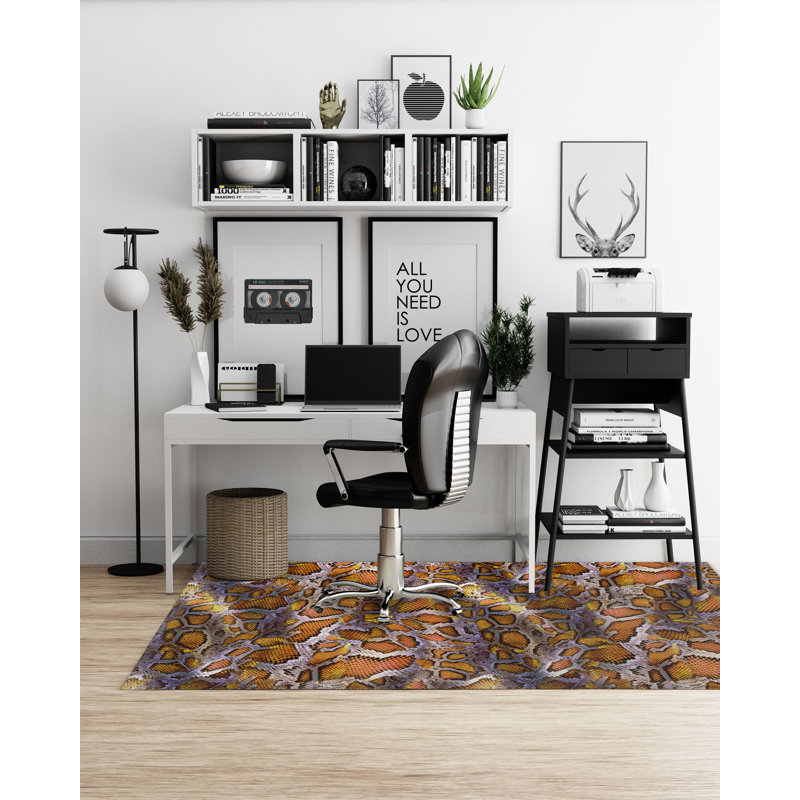 Python Low Pile Carpet Straight Rectangular Chair Mat, 9' x 12'