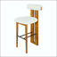 Tabouret de bar rembourré en bois - Finition noyer avec revêtement blanc et dossier à dessus nuageux-222567019