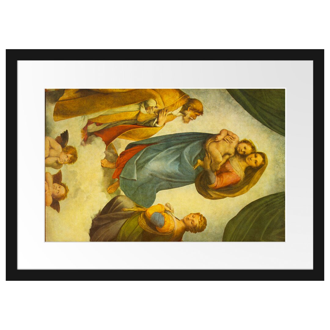 Gerahmter Grafikdruck Sistine Madonna von Raphael