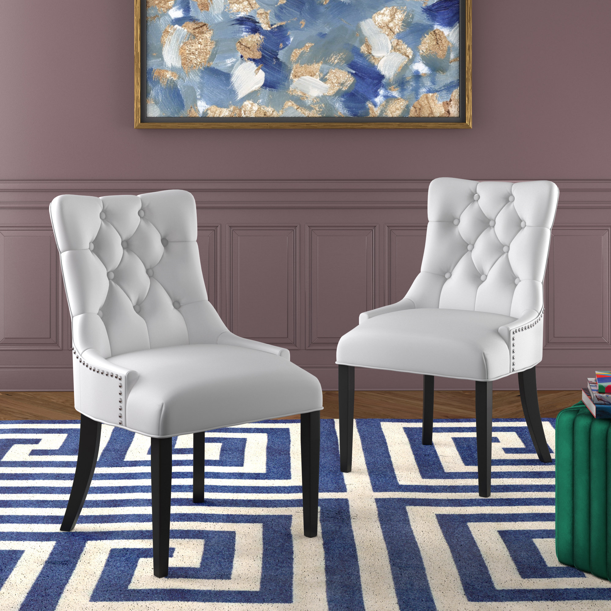 Black Rolling Desk Chair PU Leather Computer Chair Ergonomic