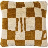 Raven Checkered Wool Blend Throw Pillow