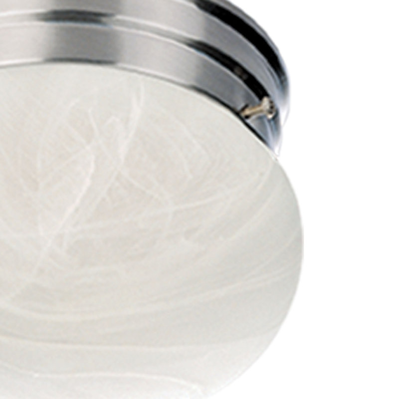 2-Light Indoor 12"W Brushed Nickel Simple Round Flush Mount with Alabaster Glass Mushroom Shade