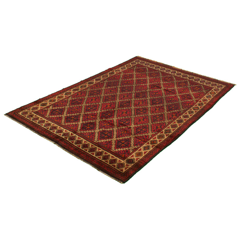 Tapis rouge en laine 6 pi 4 po x 9 pi 5 po one-of-kind oriental-noué la Esari Turkman