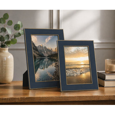 Picture Frames Set Navy Blue, High Definition Tempered Real Glass
