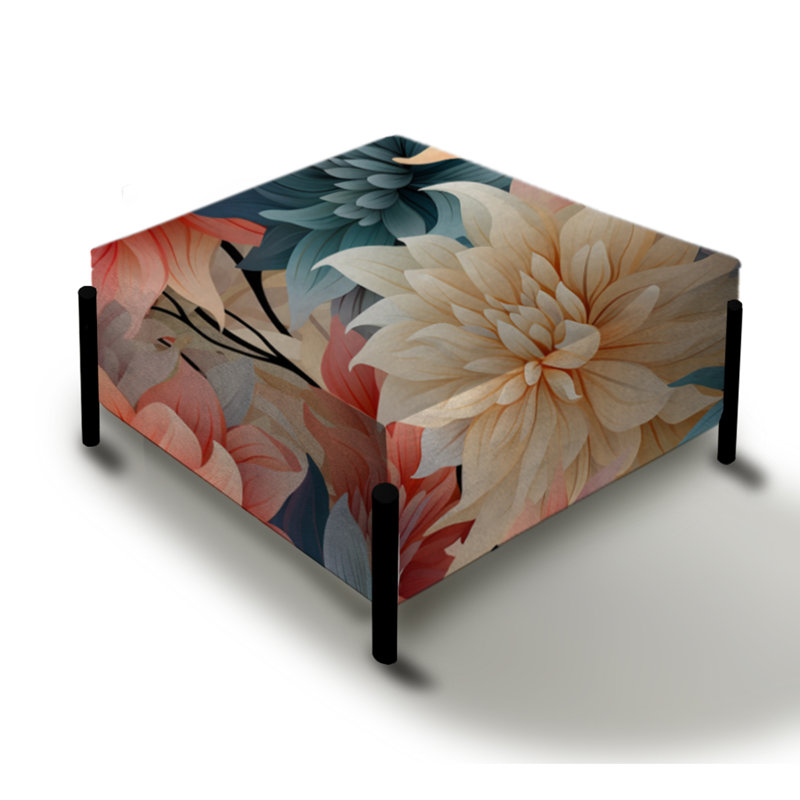 Multicolore floral géométrique Harmony - grand repose-pieds carré floral