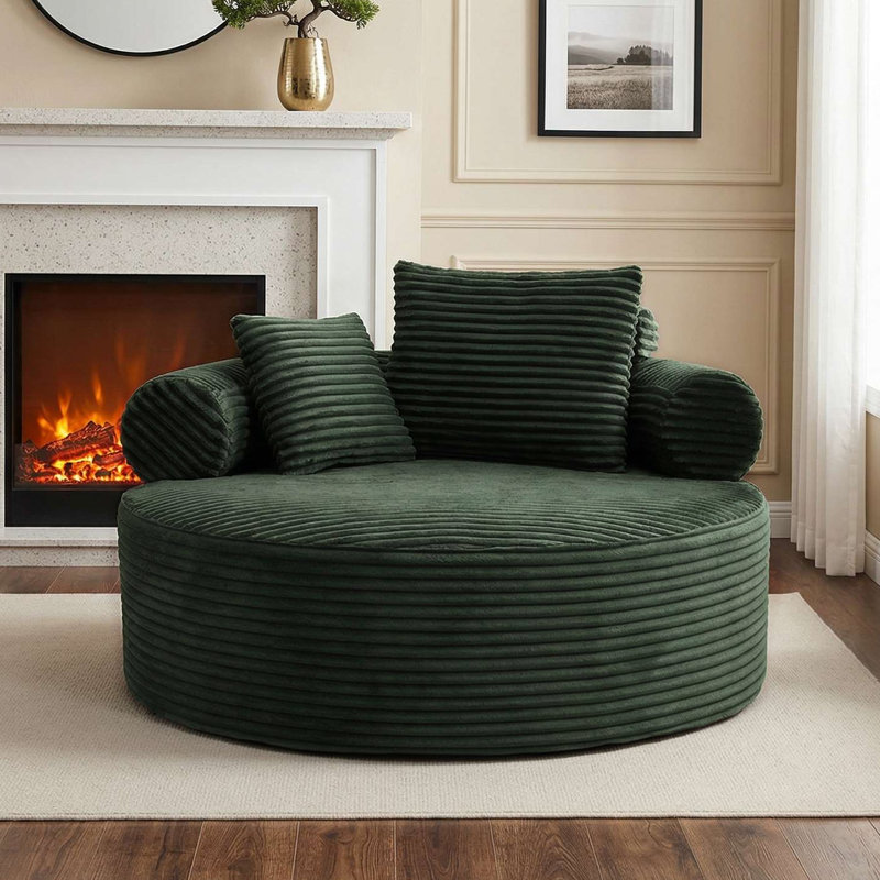 Chaise longue ronde 55,5 po avec 2 coussins, Green