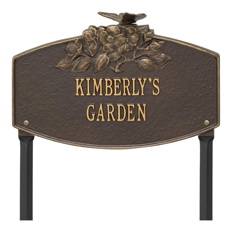Butterfly Blossom Personalized Garden Sign, Yes, Bronze/Gold
