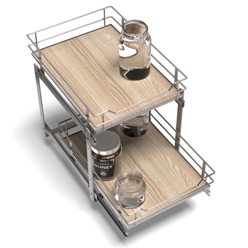 Tiroir de rangement pour garde-manger, Argenté / Brun, L 14,9 po x P 20 po