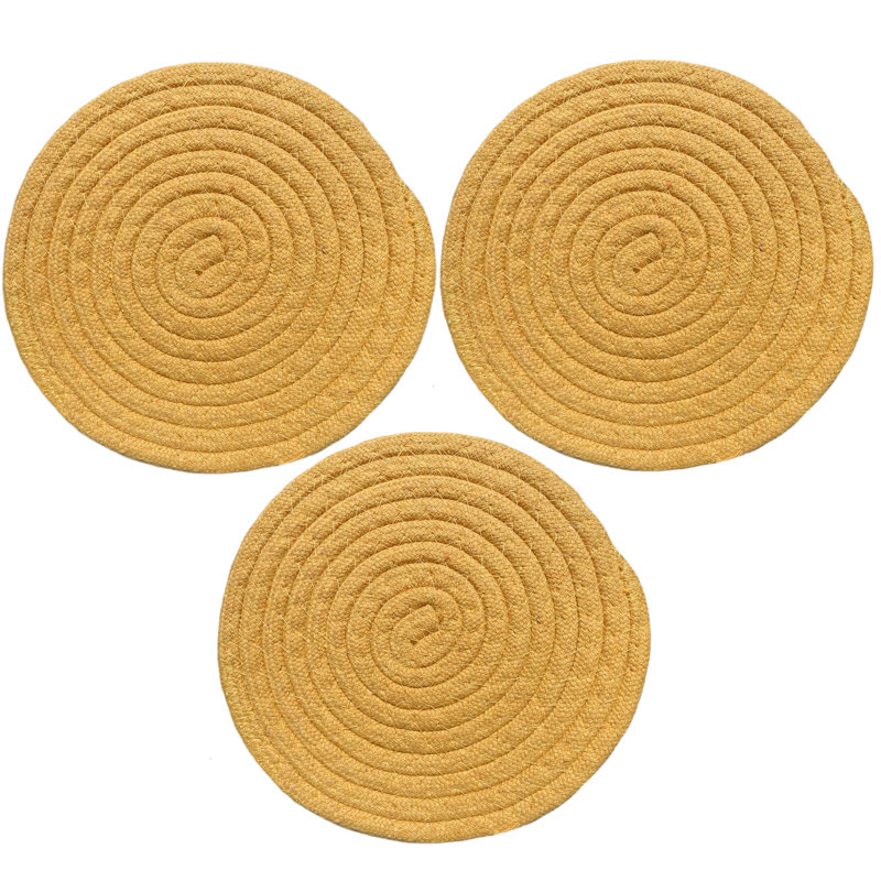 Polyester Round 3 Piece Trivet Set, Gold