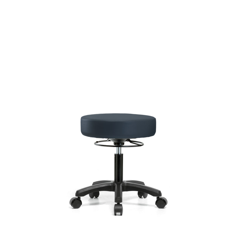 Wilder Adjustable Height Ergonomic Lab Stool Footring, Casters, Imperial Blue