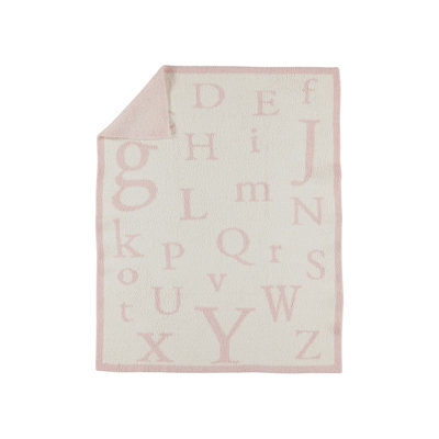 Barefoot Dreams B585-913-OS, CozyChic ABC Blanket, Dusty Rose/Cream, One Size