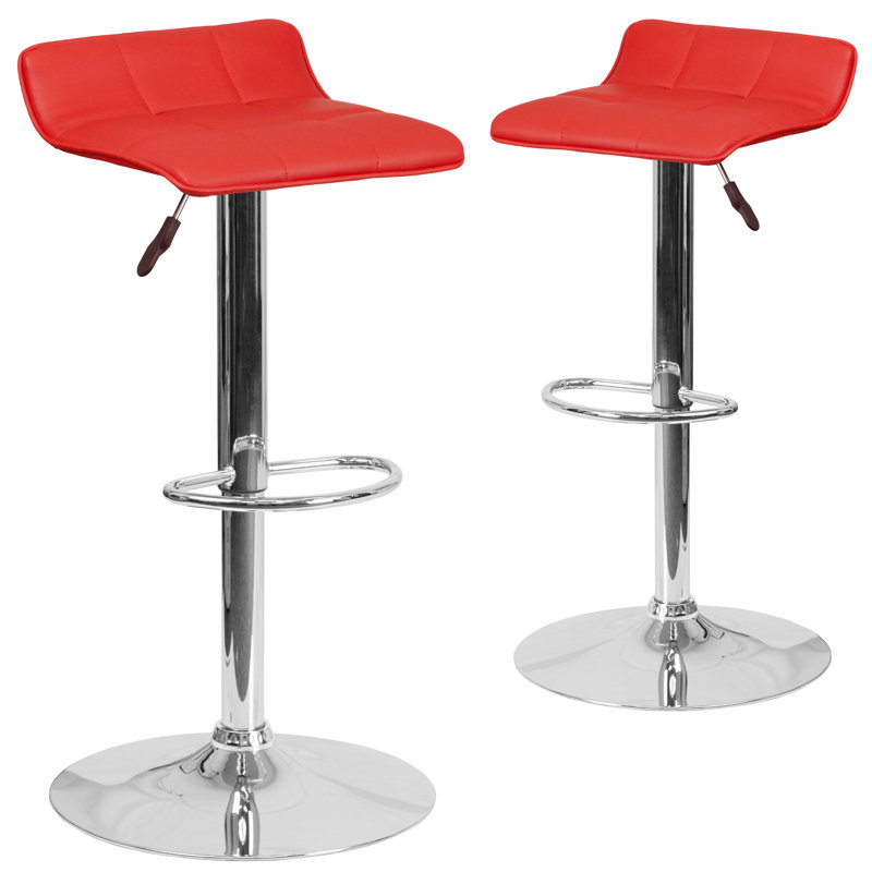Tabouret de bar en vinyle avec hauteur ajustable Amp, Rouge