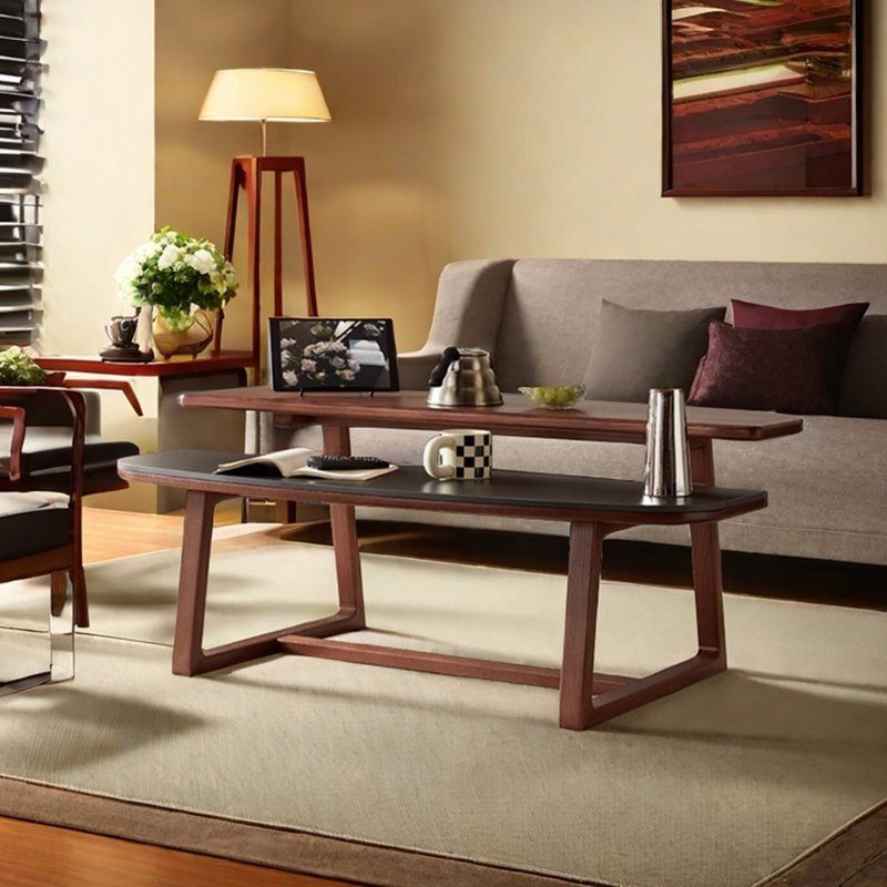 Table basse en bois massif Design Sens, Noir / brun