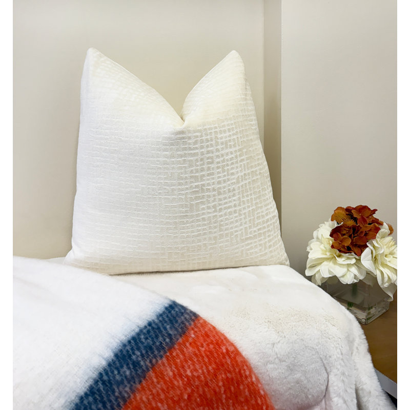 Housse de coussin en velours texturé, 22 x 22 po, Crème