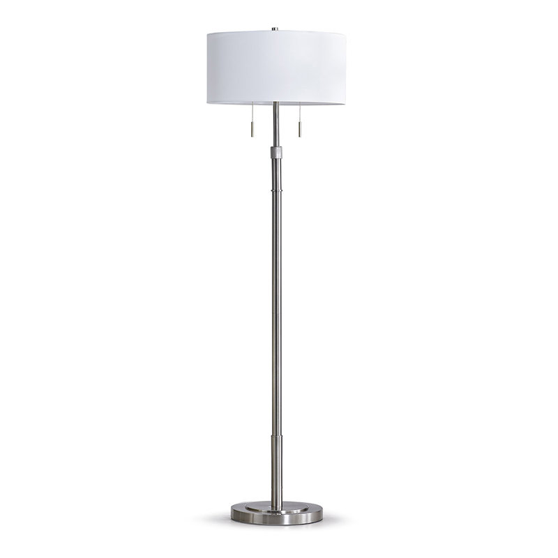 Maramawit 67'' Traditional Floor Lamp, Brushed Nickel, White