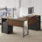 Daymen 63'' L Shaped Home Office Desk with 2 File &Storage Drawers, Corner Executive Desks with Monitor Stand and Open Compartments-399837375