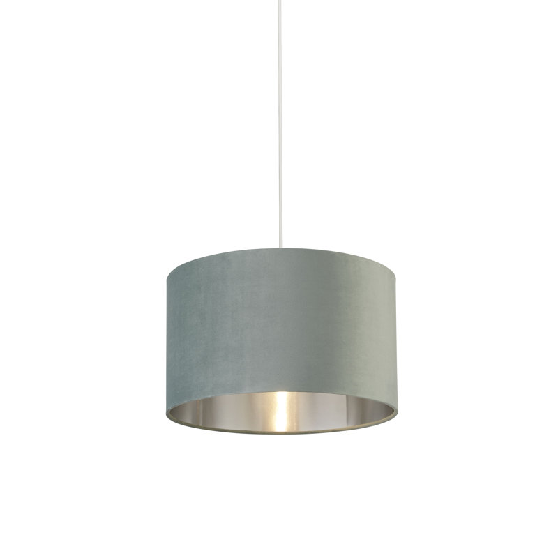 Velvet, Plastic And Mild Steel Traditional, 24 cm H x 40 cm W x 40cm D, Sage Green/Brushed Silver