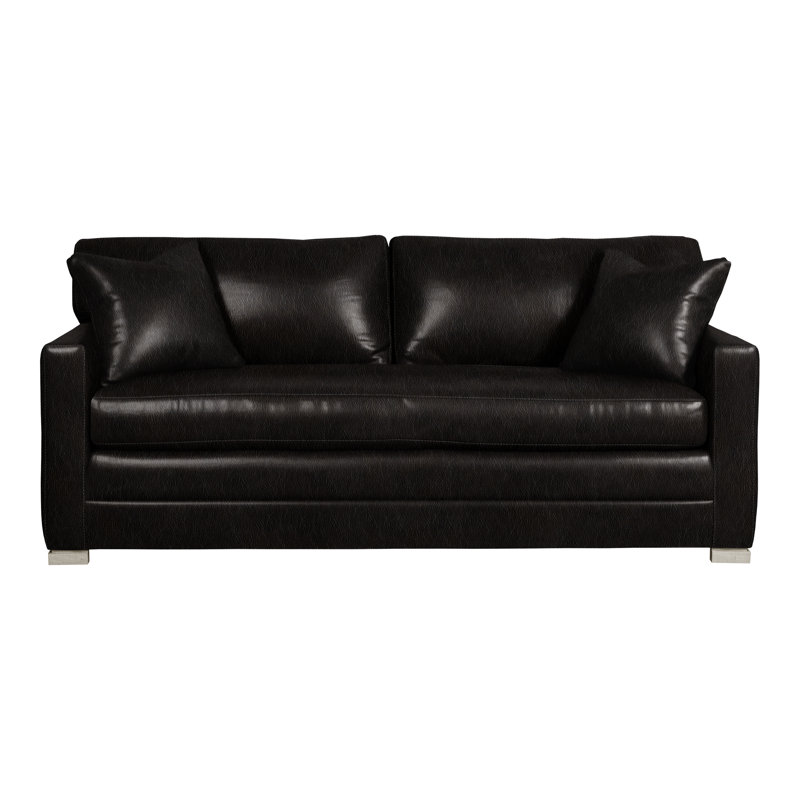 Canapé-lit Hillcrest, Wrenn, Cuir véritable encre Ziggy