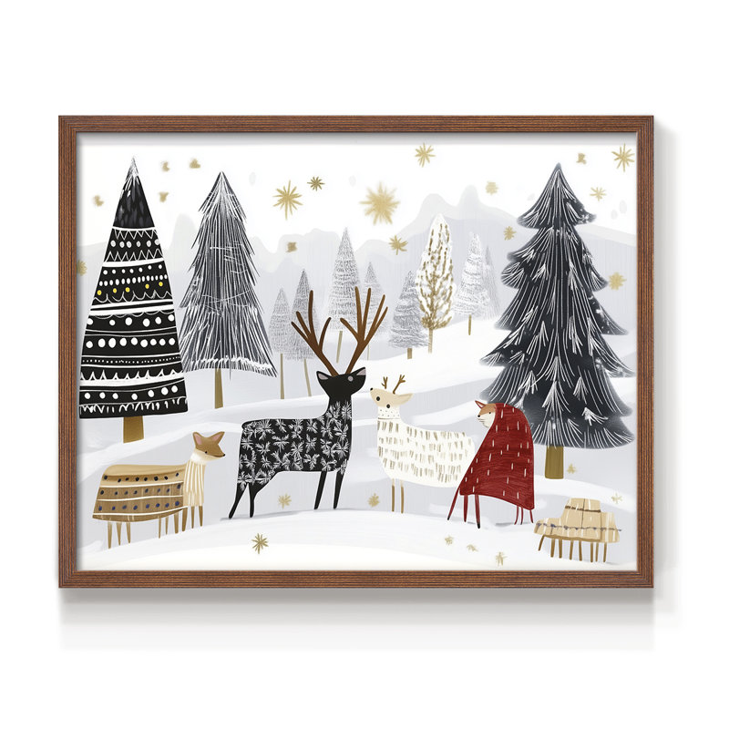 Chirstmas Art-CDLXIV - Reproduction encadrée - Restickable, H 8 po x l 10 po, Noyer