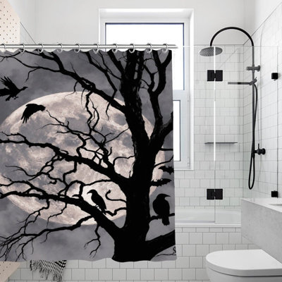 Rideaux de douche Spooky Full Moon Tree pour salle de bain, l 71 × 71