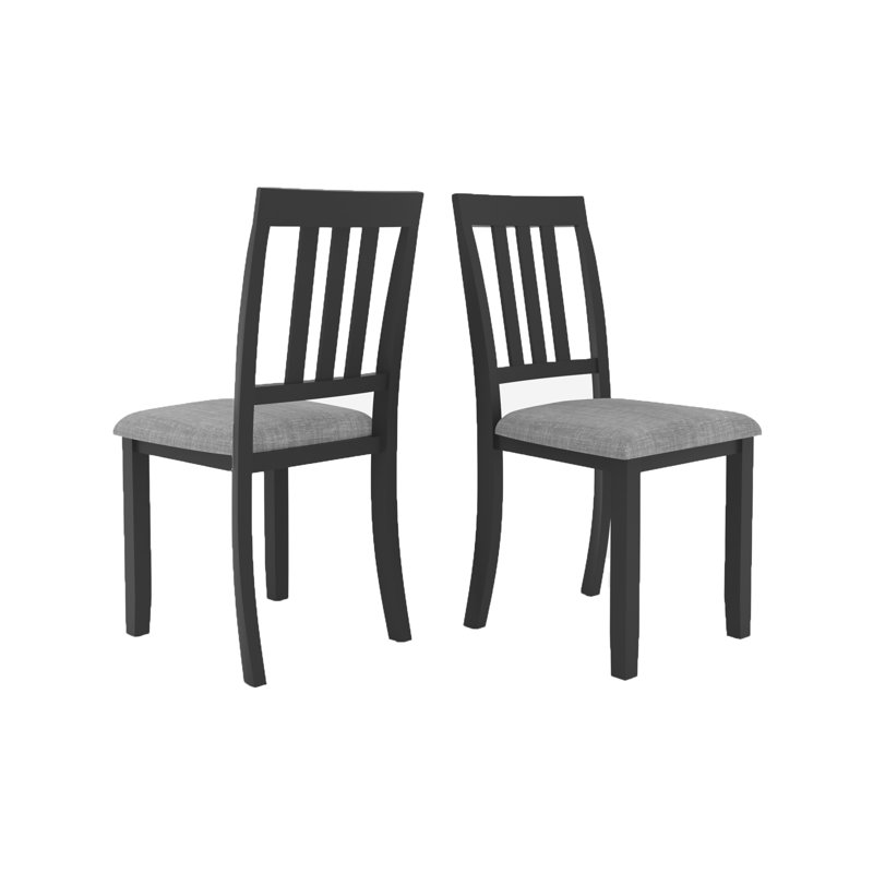 17" Wide Upholstered Solid Wood Dining Side Chairs, Gray/Black