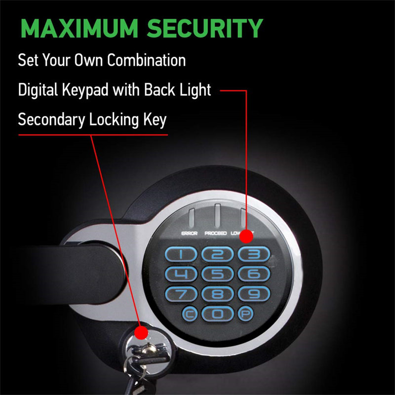 Waterproof And Fireproof Alloy Steel Digital Safe Box For Home With Code Button Keypad, 17.8"H x 16.3"W x 19.3"L
