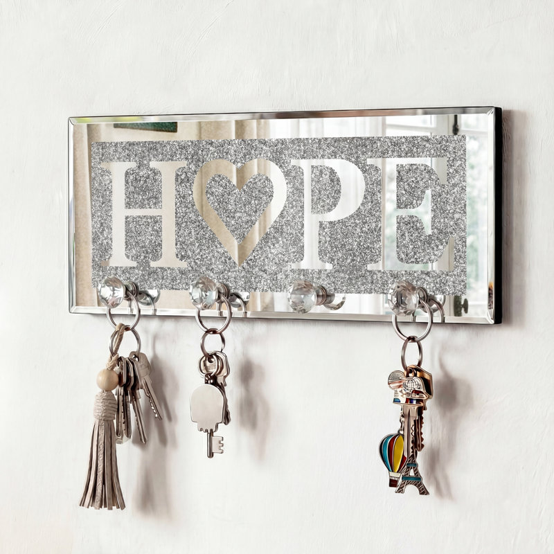 Porte-clés mural avec miroir Hope, Lettre d'espoir