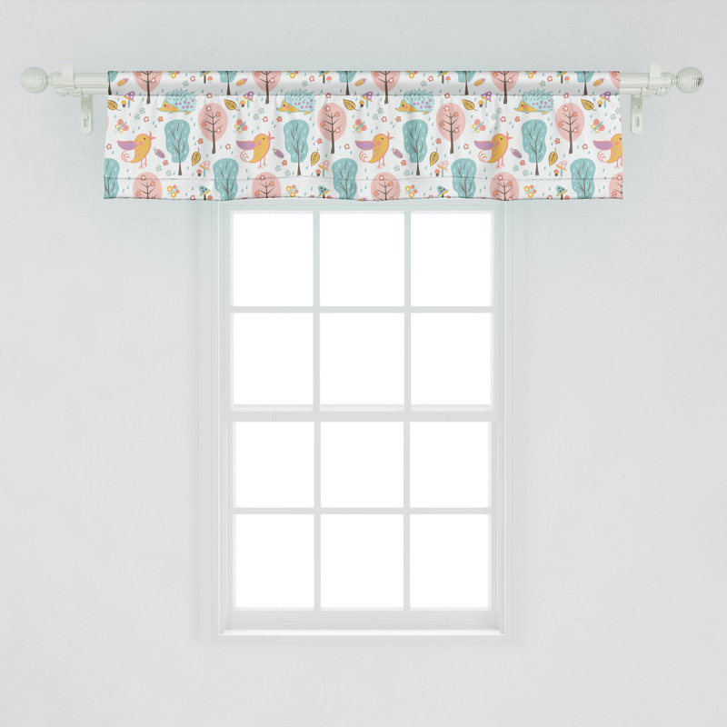 Multicolor Cartoon Hedgehogs and Birds Satin Valance Set