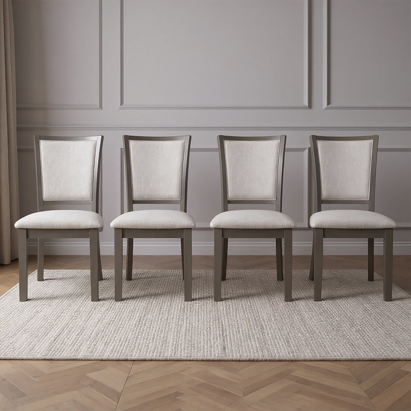 Josiha Wood Dining Chair (Set Of 4), Gray, 4, Light Gray/Gray