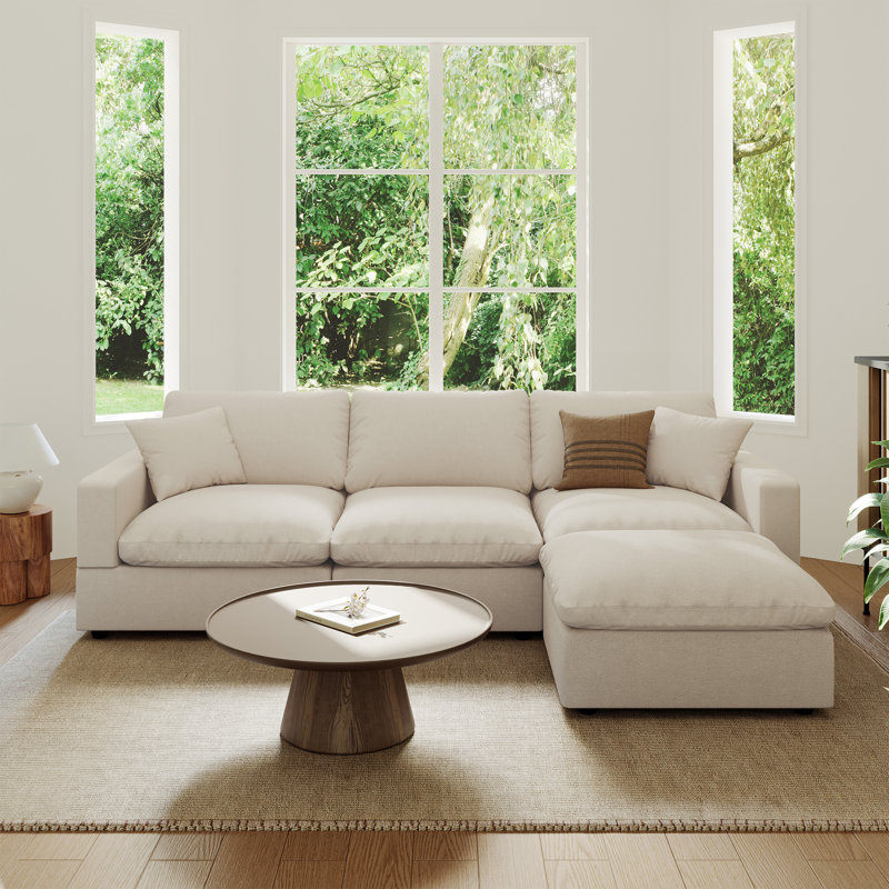 Cloud Sofa Sectional Sofa Couch Modular Sofa Upholstered Sleeper Sofa Bed For Living Room Office Apartment, Khaki Linen Blend