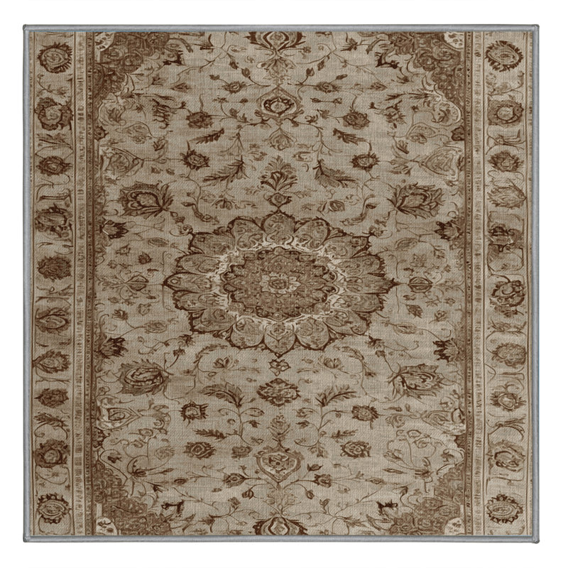 Tapis persan gris lavable à la machine, Carré 7 pi