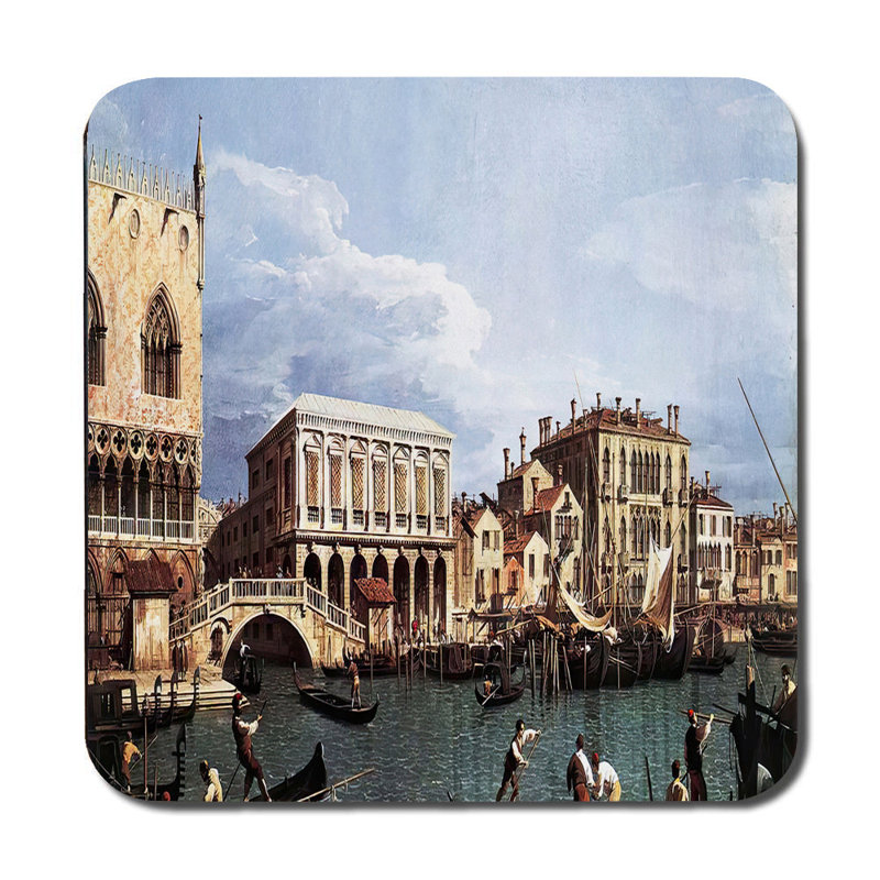Venetian Cityscape Placemat And Coaster Set With Gondola Scene