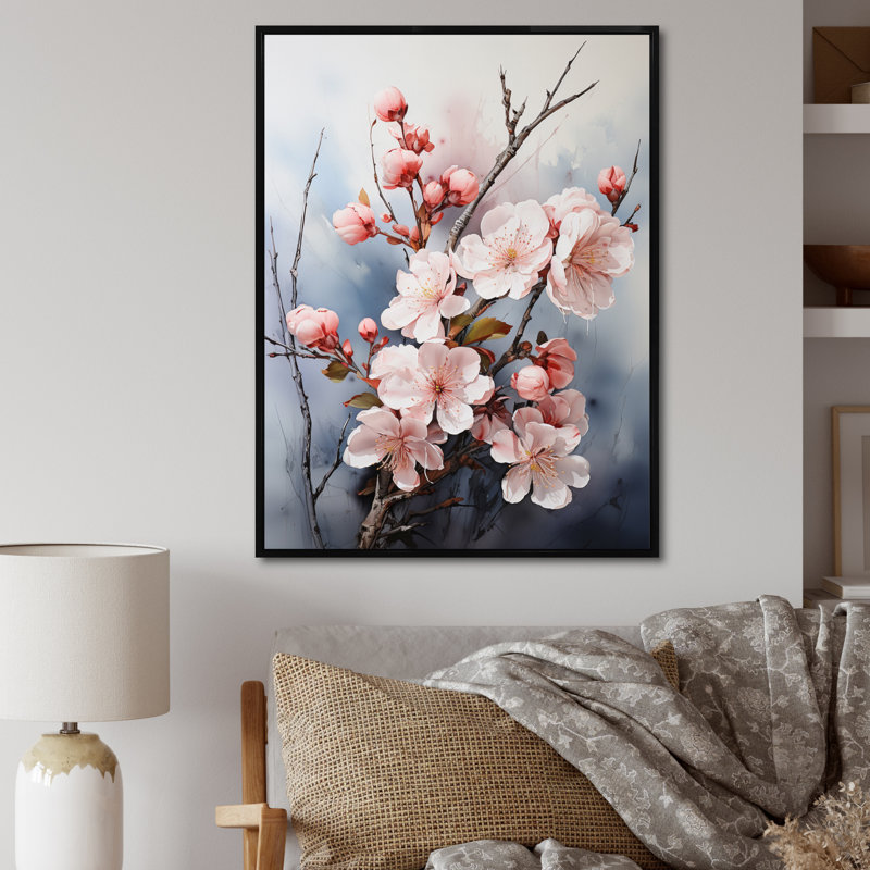 «Vittore Pink Blossoms Ethereal Delicacy I», reproduction, H 20 po x l 12 po x P 1 po, Cadre flottant noir