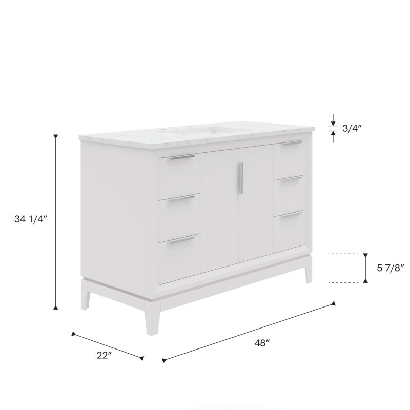Elizabeth 48" Single Bathroom Vanity Set with Faucet, Pure White, Standard