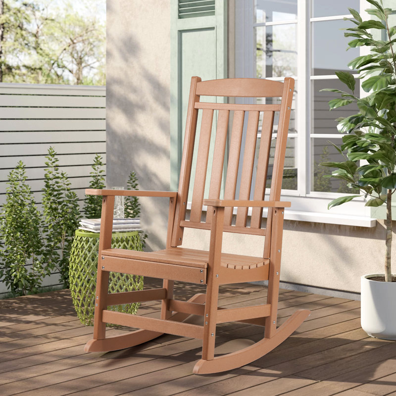 Chaise berçante d'extérieur en plastique Langsa, Brun