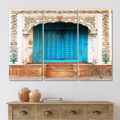 «Blue Traditional Indian Door», reproduction d'art sur toile rétro - PT40725
