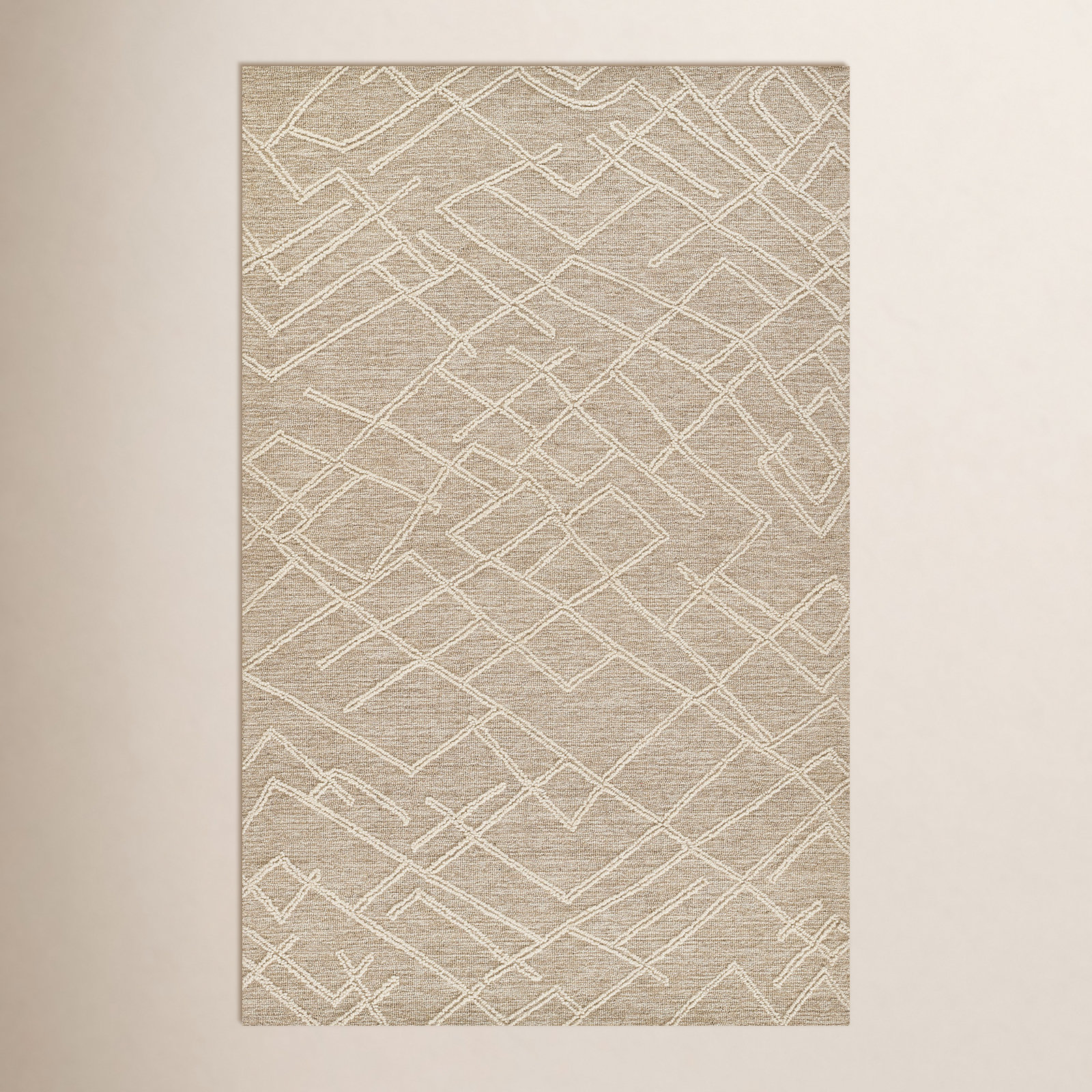 Beige Hand-Tufted Abstract Wool Rug, Rectangle 8' x 10'