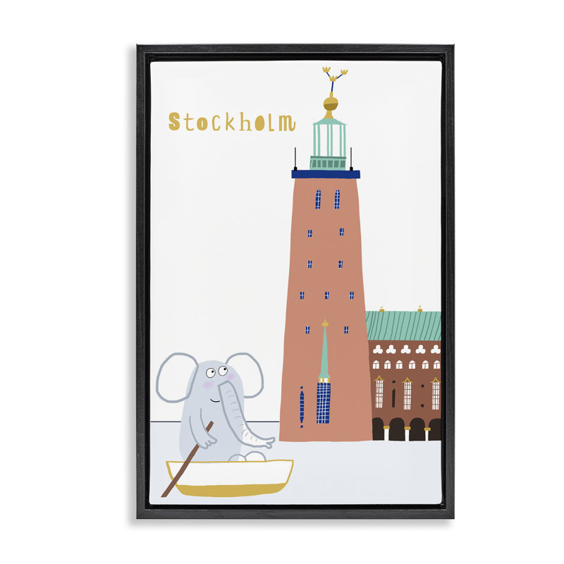 Cadre flottant Elephant in Stockholm, design par Carla Daly, H 25 po x l 17 po, Cadre flottant noir de jais