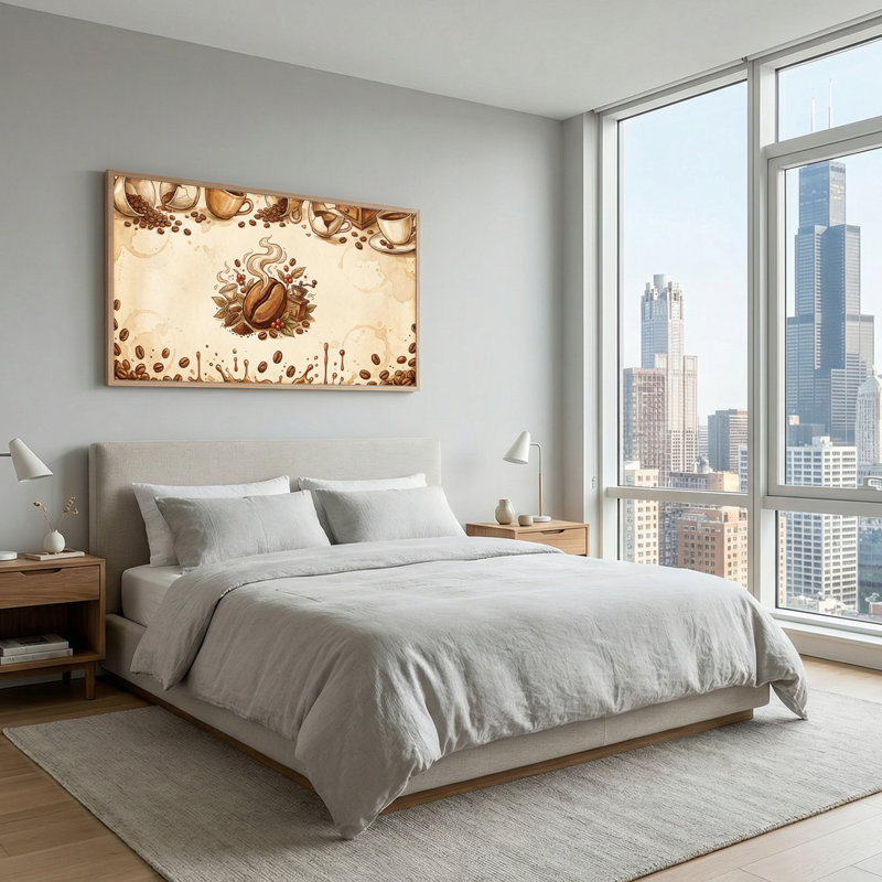 Tableau encadré sur toile « Grains de café », 1 pièce, 122 x 61 cm, 48 x 24 pouces