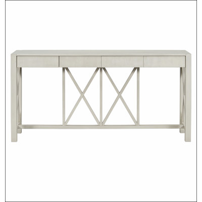 60''Acacia Veneer Console Table with 4 Spacious Drawers, Modern Crisscross Design Entryway Table with Open Bottom Storage,Farmhouse Sofa Table for Living Room,Kitchen,Dining Room,Hallway