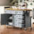 52'' Kitchen Island With Drop Leaf, Embossed Texture Kitchen Island On Wheels With Spice Rack, Towel Rack, 2 Doors And 5 Drawers, Kitchen Storage Cart With Adjustable Shelf For Kitchen-931718846