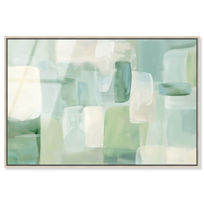 Mint Haze II Framed Acrylic Print Sage Wall Decor by Art Remedy, Silver Frame, 15 x 10