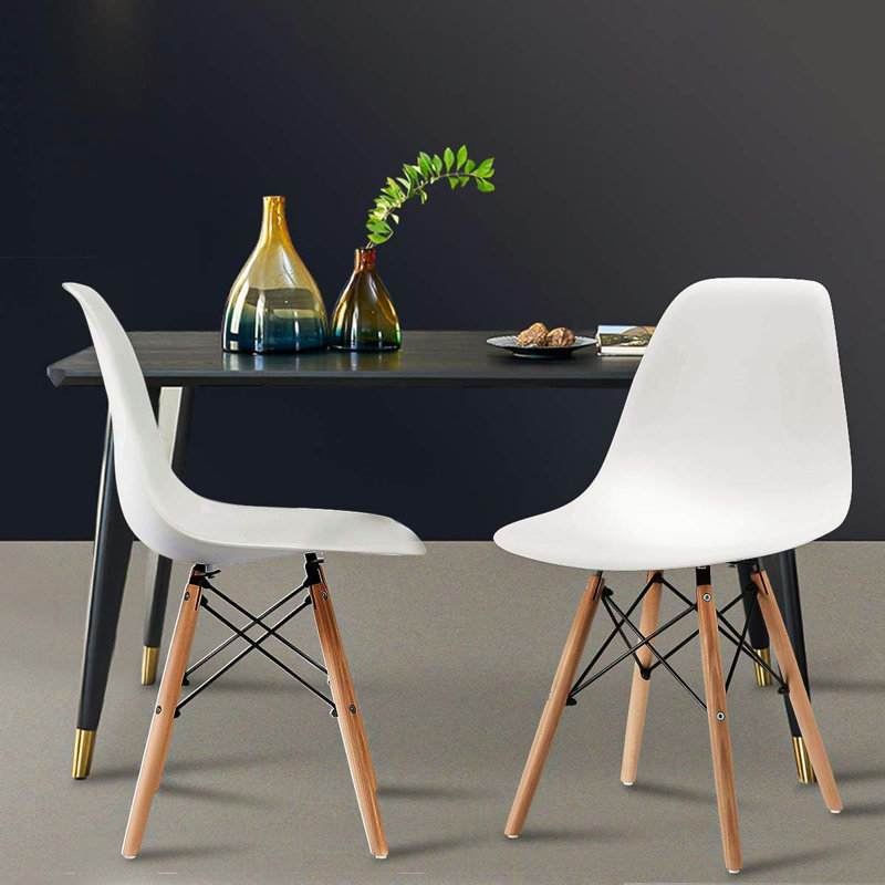 Eiffel Dining Chair With Natural Base, White
