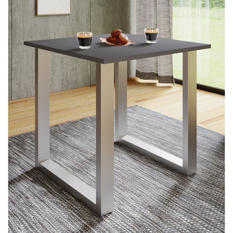 Alexious Metal Base Dining Table, Browning, Black, 76cm H x 80cm W x 50cm D